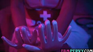 naughty blonde milf nurse ellie tay, examine that monster cock now! she licks pussy and blows with pierced nipples in hospital roleplay.