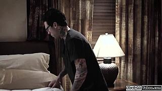 stalker tricks tall blonde babe with natural tits into rough hardcore fucking with deepthroat and doggystyle.