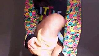 Bonneyuwu masturbates with dildo and teddy in pajamas