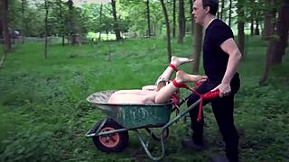 Whoa, this chained blonde slave endures brutal bondage fucking and whipping under master's total control! 😈🔗