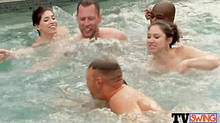 are these couples ready for hot tub foreplay that leads to group blowjobs?