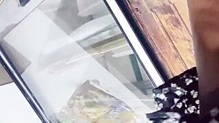 Upskirt in the store - what a teasing view under that skirt!