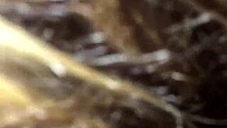 This young cock just goes ahead and fucks the mature blonde while she's still got her tampon in during outdoor amateur session.