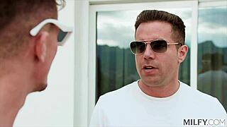 Naughty blonde milf Shalina Devine seduces husband's friend for deepthroat and creampie action