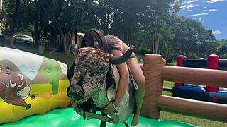 What Happens When a Brazilian Amateur Goes Wild on a Jet Ski and Mechanical Bull in a Tiny Bikini?