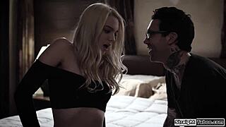 stalker tricks tall blonde babe with natural tits into rough hardcore fucking with deepthroat and doggystyle.