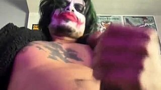 hey, check out this wild brazilian guy in coringa cosplay doing a hilarious solo handjob session, man it's epic