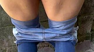 OH YES! Mexican Babe RIPS Jeans For ROUGH Outdoor Anal CREAMPIE With Dripping Cum On Ass!
