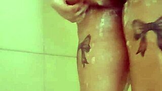 bbw with big ass and tits gives a quick steamy shower tease session