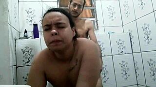 The fierce lady shaves her pussy before getting pounded hard in the home bathroom. The prostitute escapes to receive a delicious creampie filling her up completely.