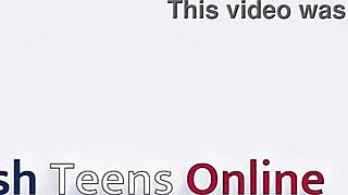 Curious British Teen In Lingerie And Stockings Masturbates Her Big Natural Tits And Squirts For The First Time