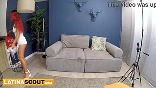 amateur 18yo redhead hottie gets rough pussy railed in homemade casting session