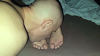 Oh wow, he licked those mature soles and exploded cum all over them!