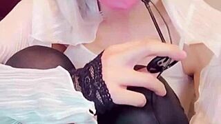 What Happens When Masked Beauty Crossdresses And Masturbates On Live Stream In Cute Outfit?