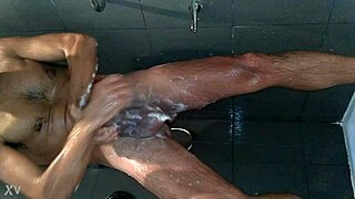 SHOWER Time with Hairless SHAVED Cock in Steamy BATHING Session