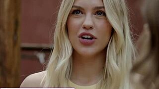 two sizzling hot blondes licking pussy with small tits and big tits action