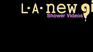 brunette model showers