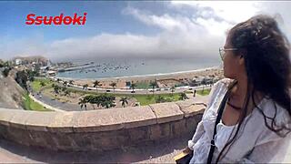 confieso que me excita grabarme montada en esa verga monstruosa de mi peruano, lamiendo mi co�o mojado en p�blico al aire libre como una milf latina cachonda con gran culo