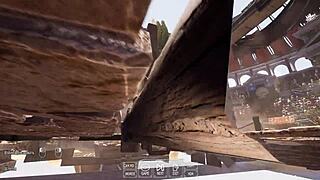 Ancient statue awakens pounding Lara in all holes 3D hentai animation