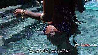 Memorial Day holiday gathering features USA outdoor pool fun with ebony friends