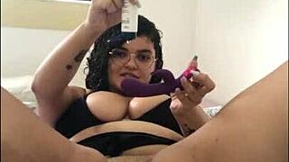 slut enjoys solo tit play in first part