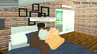 the blonde roblox slut eagerly deepthroats a massive big black cock in intense interracial face fucking