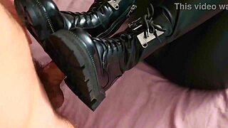Oh yeah, feel my leather boots dominating you with this wild dildo thrusting deep, then my feet giving that intense footjob until cum covers your ass!