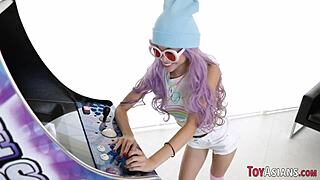 in everyday vibes, the little asian skank with small tits hops on that monster cock, riding hardcore with blowjob moves in high definition thrill.