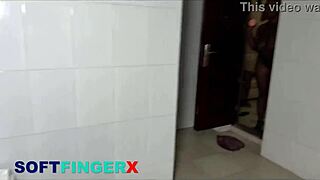 Indulging With My Ebony Sex Toy In The Bathroom