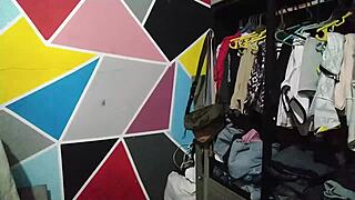 i feel my horny neighbor groping my big ass while i'm organizing clothes and she starts deepthroating me doggystyle