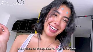 Oh man, I'm getting all creamy and moaning while fingering my pussy at my best friend's house alone