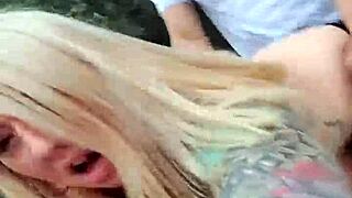 public fuck ends with cumshot facial after doggystyle action outdoors