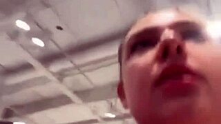 In a daring public escapade, the young blonde with big tits gets fucked intensely in the changing room.