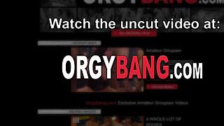 Orgy Loving Skank Gets Facial In Gangbang