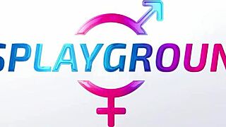 In a lively scene, two Thai performers engage in a group activity with hand gestures and close interactions while wearing bikinis.