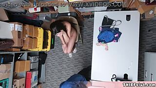 Extra Cute Brunette Thief Taylor Caught And Punish Fucked In Back Room!