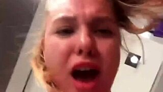 In a daring public escapade, the young blonde with big tits gets fucked intensely in the changing room.