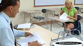 Naughty bookworms shawna lenee licks balls and fucks teacher in classroom with cum in mouth orgasm