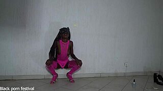 Hot Skinny Ebony Nympho with Long Legs Spending Your Evening on My Cock in Tits Action