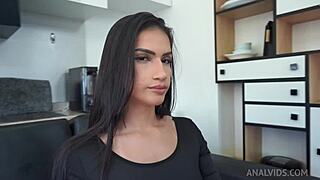 Brazilian fitness model Julyana Sz Ribeiro's athletic ass fucked hard by big cock in anal action