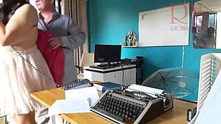 i'm the submissive secretary in glasses and skirt, boss dominates me with phone sex and facial cum