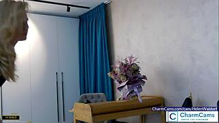 She claps her lovely ass in a black thong and elegant black corset. Helenwaldorf shines as the most adorable camgirl with classy heels.