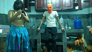 Oh wow, watch this 25-year-old man with a BIG PENIS go from flaccid to erect masturbating in the kitchen!