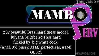 Brazilian fitness model Julyana Sz Ribeiro's athletic ass fucked hard by big cock in anal action