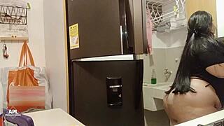 Boldly Fucking The Chubby Colombian Maid With Big Natural Tits Doggystyle Behind My Wife's Back