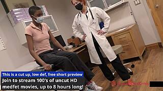 The perverted podiatrist examines a tanned brunette patient in latex gloves, leading to intense tickling and fetish play.