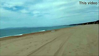 Guy on nude beach gets wild and spills tons of milk in amateur action