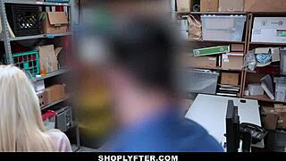Shoplyfter catches cute blonde teen Riley Star handling a huge load