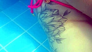 risky public sex with a petite 18+ skinny girl featuring tight pussy action by the pool