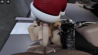 Two horny sluts with big asses and huge tits meet ingame for deepthroat cock fucking in wild 3some action part 1.